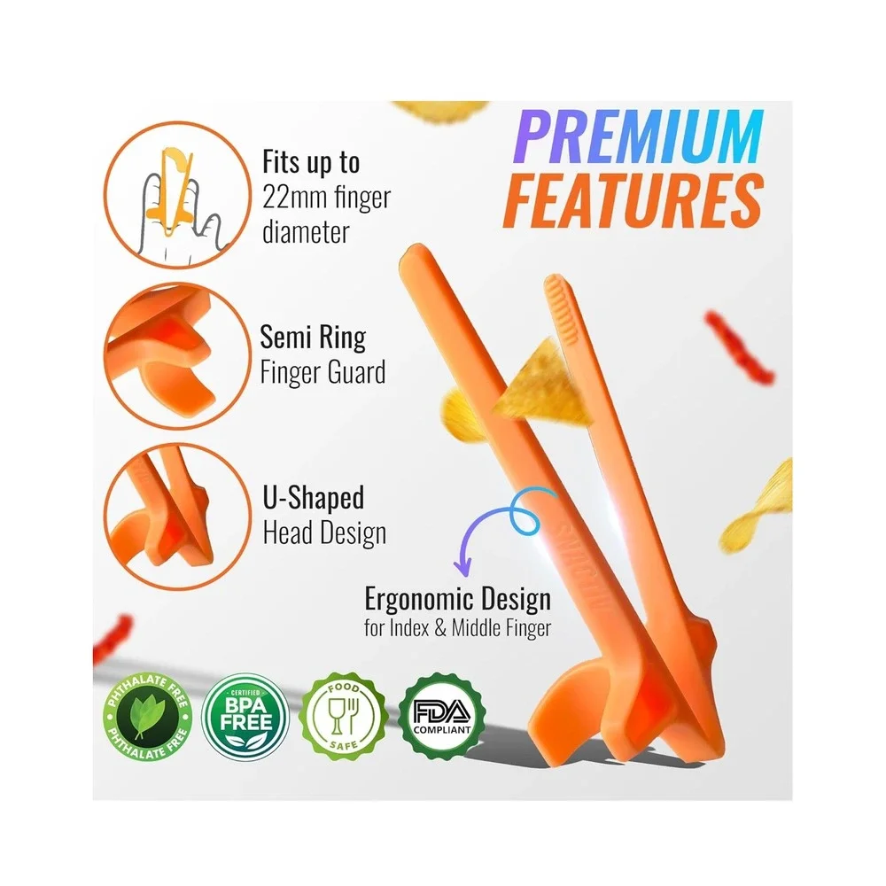Finger Chopsticks Snack Tongs - 8 Pcs Mess Free Gaming‎ Accessories